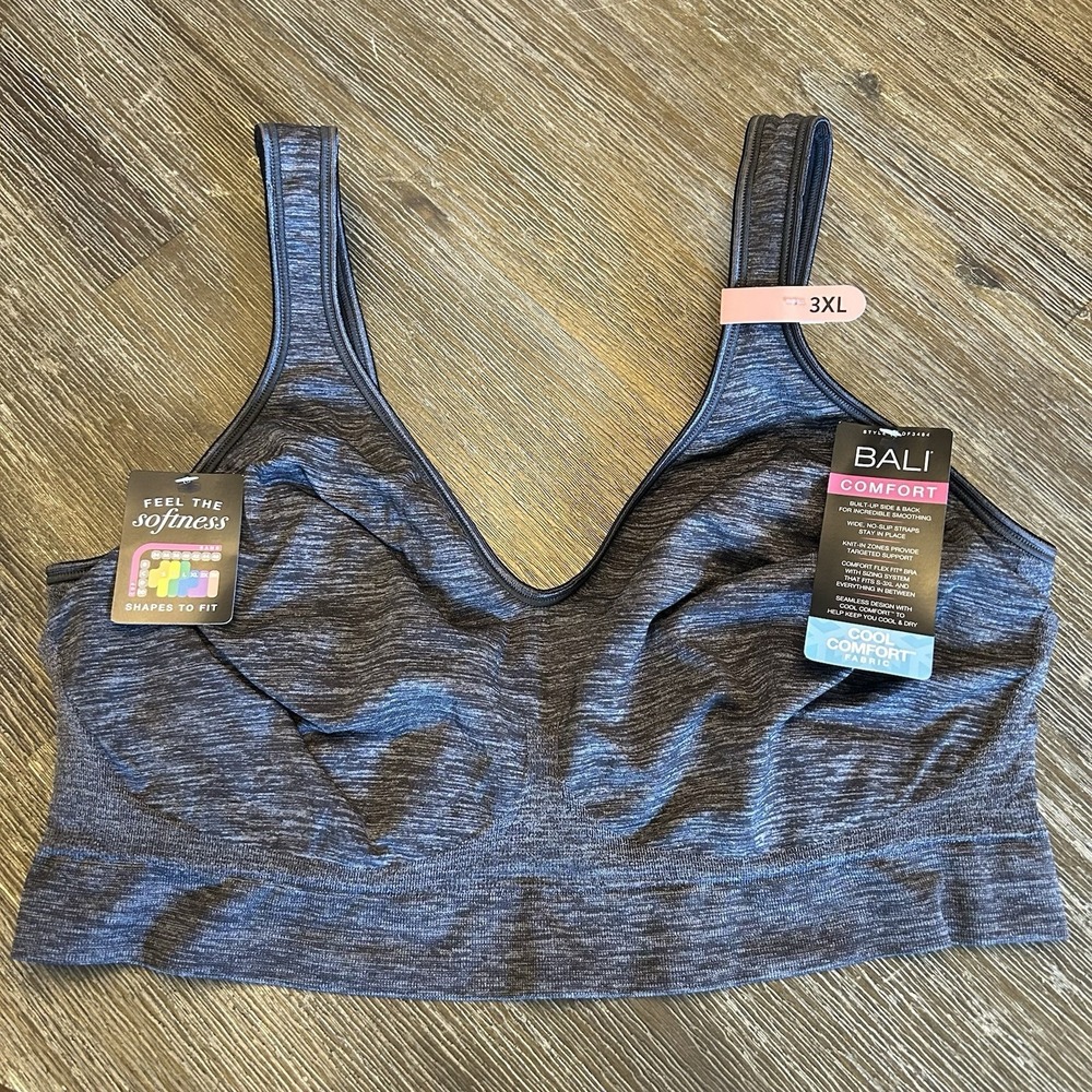 Bali Comfort Flex Fit Bra‎ DF3484 Women's 3XL Gray Seamless Cool Comfort NWT